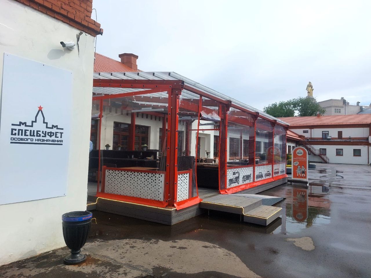 ПВХ шторы для летней террасы кафе в Белой Берёзке